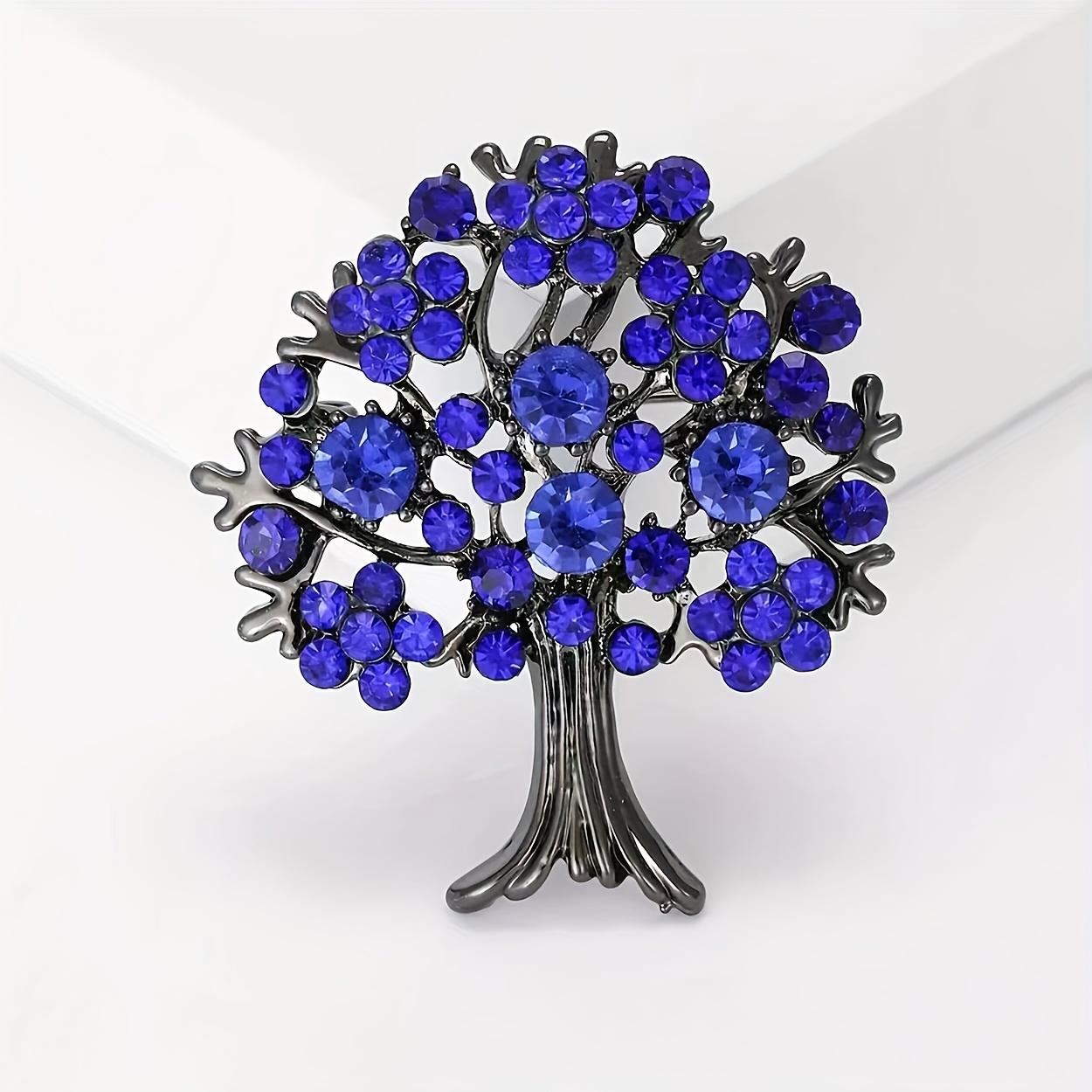 European and American Luxury Colorful Tree of Life Brooch, High-end Shawl Buckle with Starry Tree of Life Brooch and Scarf Buckle - The Perfect Choice синий