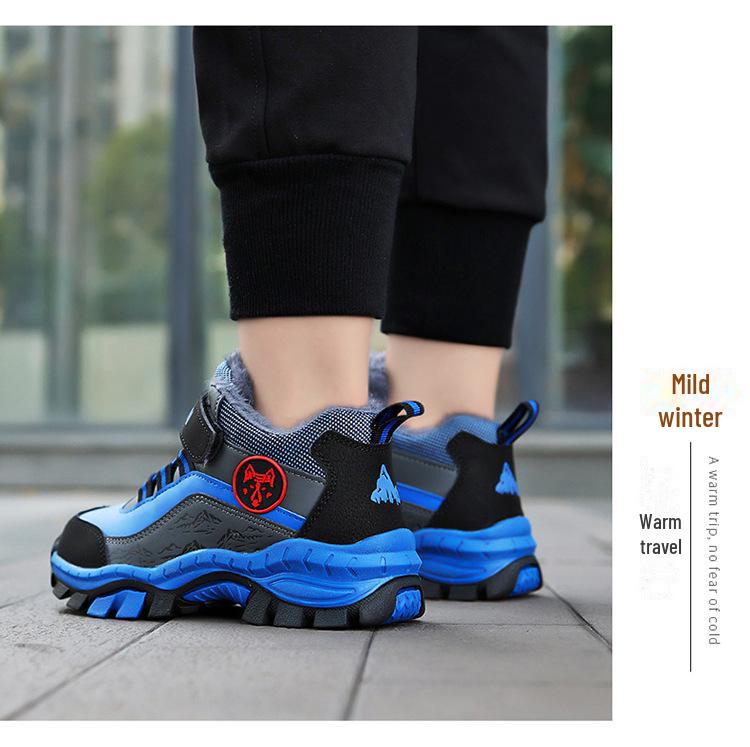 Children's Winter Non-Slip Velvet-Lined Snow Boots for Boys and Girls, Mid-Calf, Warm, Leather