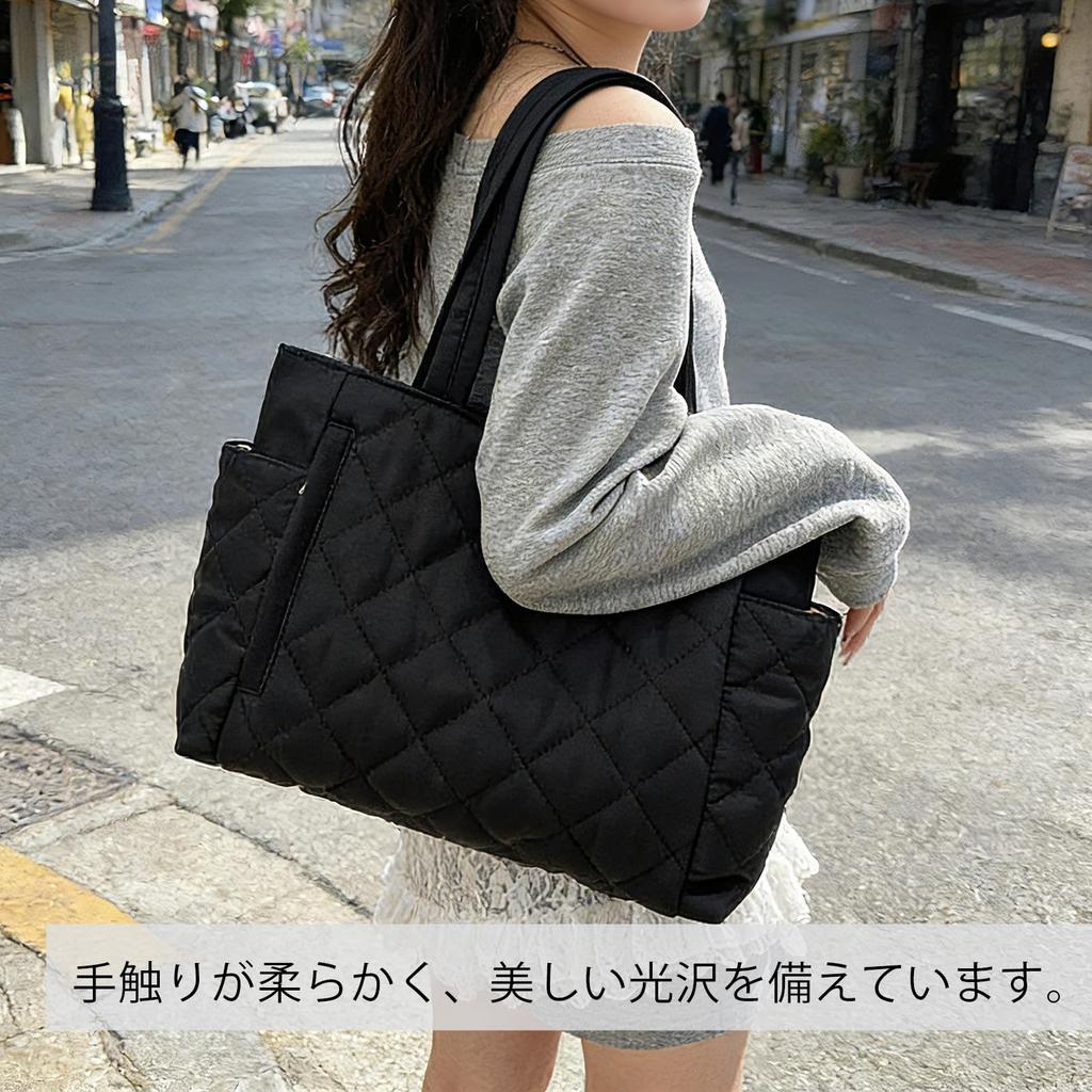 KVeaulse Lightweight Shoulder Bag for Women, Large Capacity Tote Bag, Perfect for Commuting, School, and A4 Size, Nylon, 2-Way, Zippered, Off-White