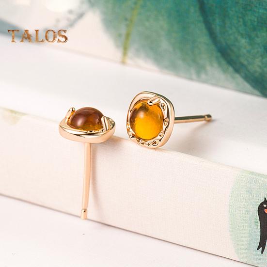 1 Pair Women Ear Studs Retro Geometric Shape Amber Smooth Lightweight Ear Jewelry Lady Prom Cocktail Party Stud Earrings