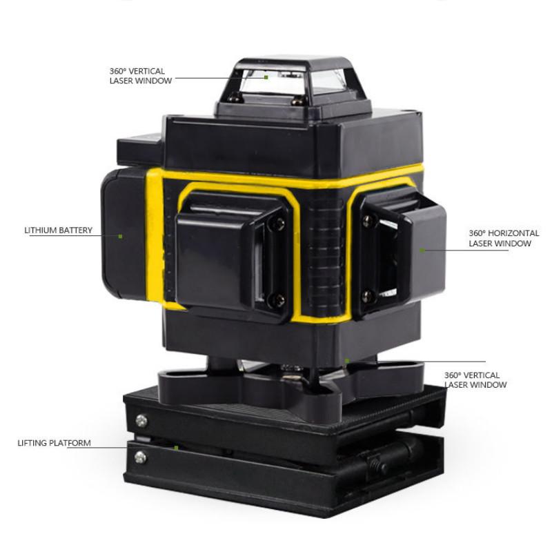 New 4D 16 Line Auto Self-Leveling Measuring Tools 360° Horizontal and Vertical Cross Green Laser Level High Precision Laser Level