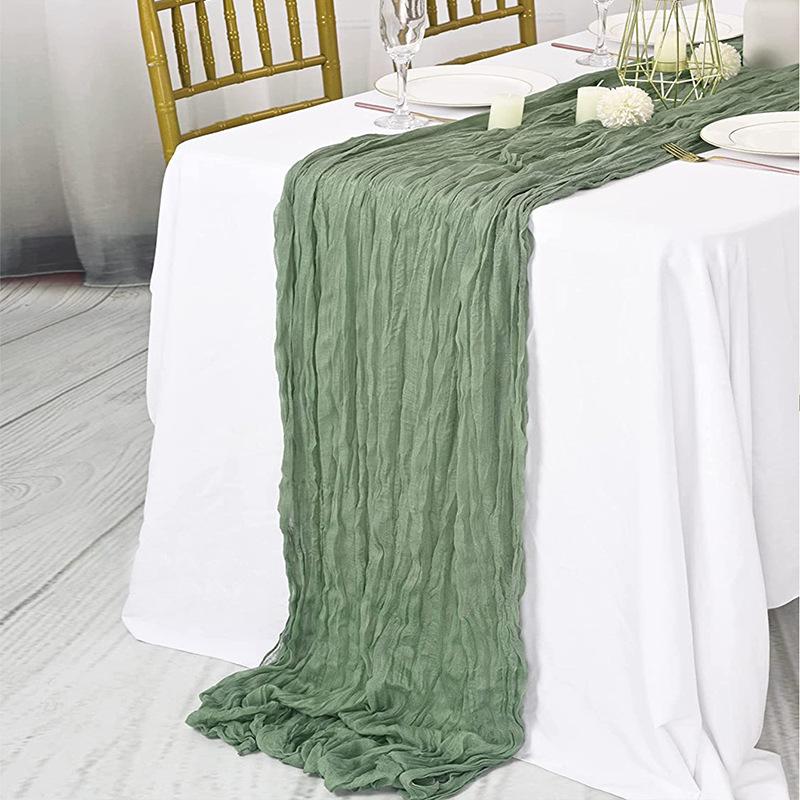 Gauze Table Runner Semi-Sheer Crinkle Table Runner Boho Rustic Decorations For Wedding Reception Bridal Shower Holiday Party