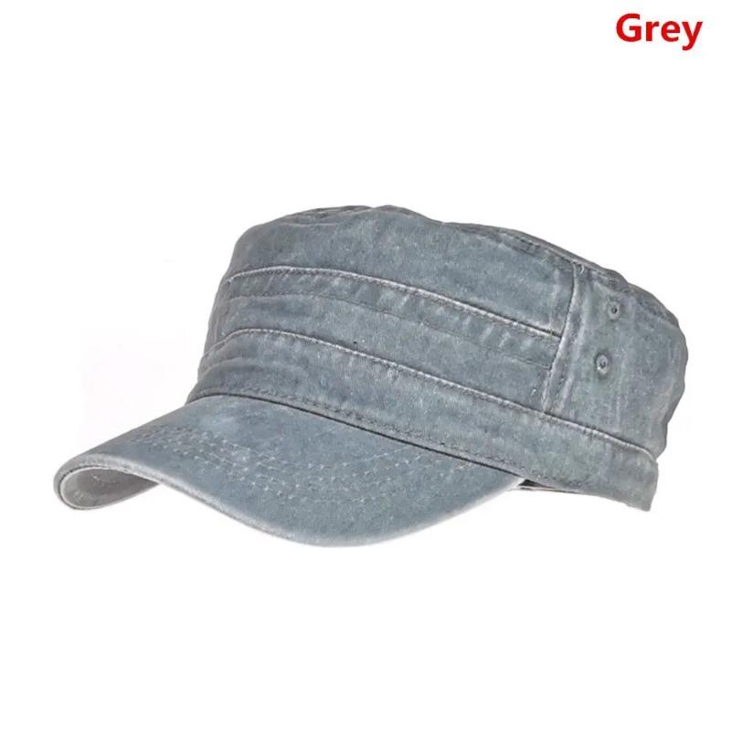 Washed Cotton Patrol Cap Unisex Retro Flat Top Cadet Hat Breathable Adjustable Casual Streetwear Outdoor Sports Sun Hat For Men