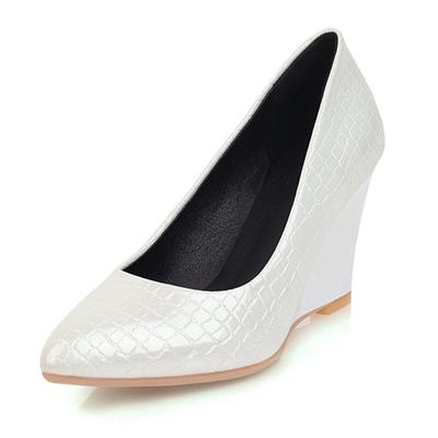Classic Wedges Heels Pumps Shoes Women Casual Fashion Pointed Black White Dress Pumps Wedding Office Party Wedge Shoes Female