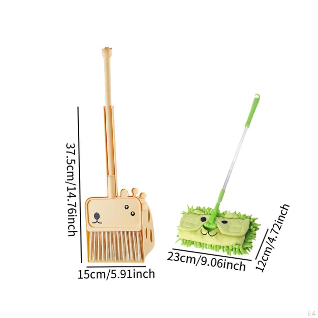3 Pieces Mini Broom and Dustpan Mop Set Children Housekeeping Cleaning Tools Cartoon Role Playing