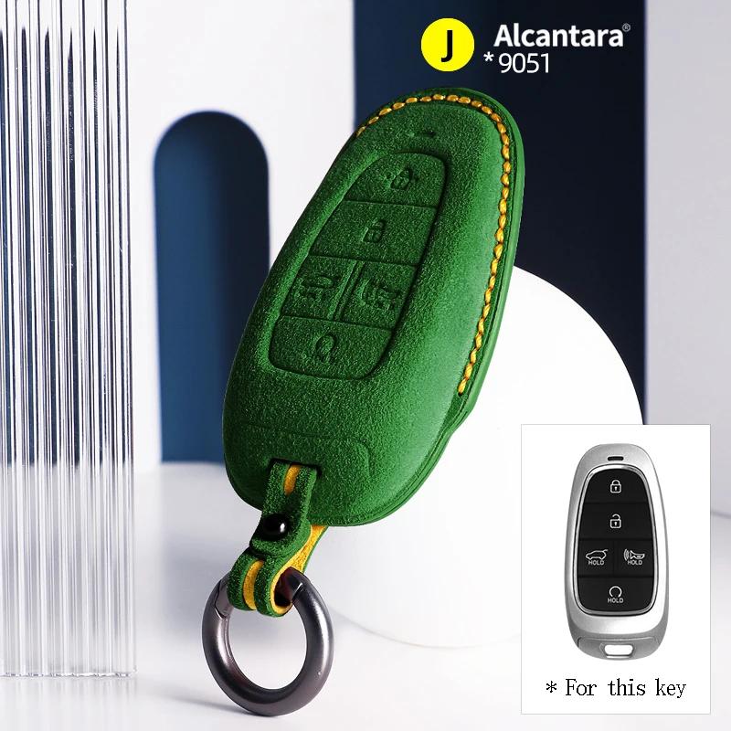For Hyundai Tucson Nx4 Sonata Grandeur Santa Fe Solaris Sonata Alcantara Car Key Case Cover Keychain Shell