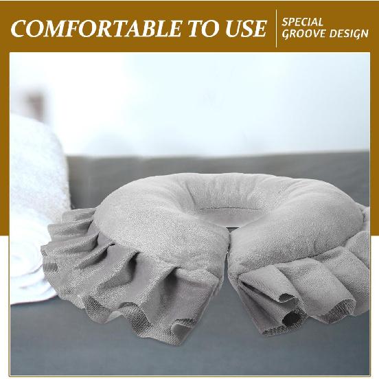 Grey U-Shaped Massage Pillow Cradle Cushion for Massage Table Comfortable Face Relax Pillow for Easy to Clean Beauty Salon and Home Use