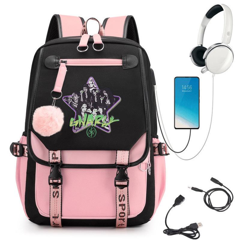 KATSEYE Fashion Laptop Backpack with USB Charging Port Student School Daypack 60123-12