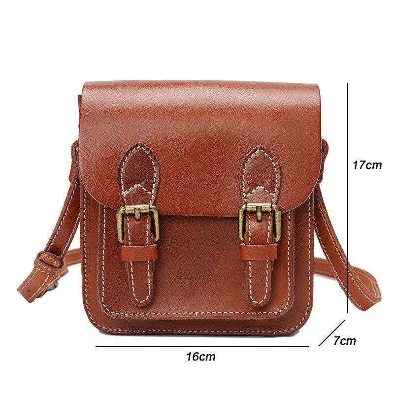 Johnature Women's Literary Genuine Leather Small Bag Vintage Solid Color Messenger Bag Natural Cowhide Shoulder & Crossbody Bags