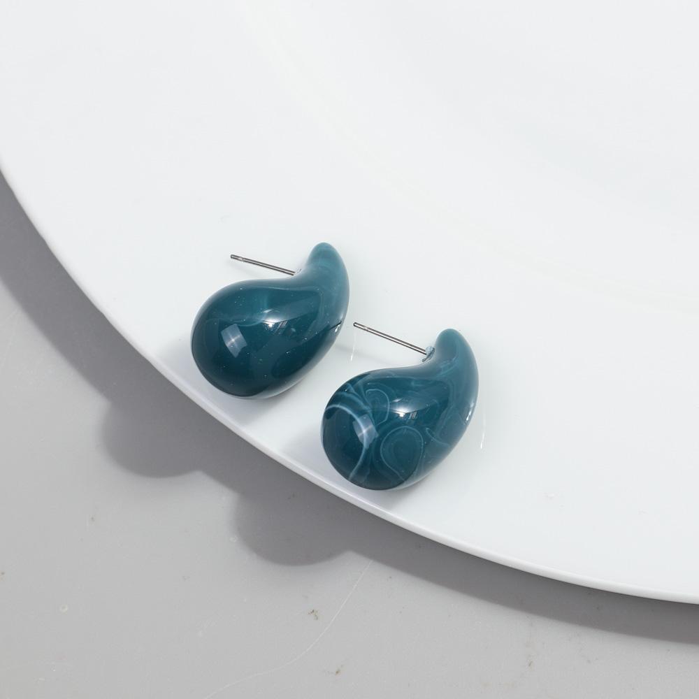 New AB Colorful Chunky Teardrop Earrings Dupes for Women Smooth Hollow Thick Water Drop Earring Hoops Trendy Jewelry Lightweight