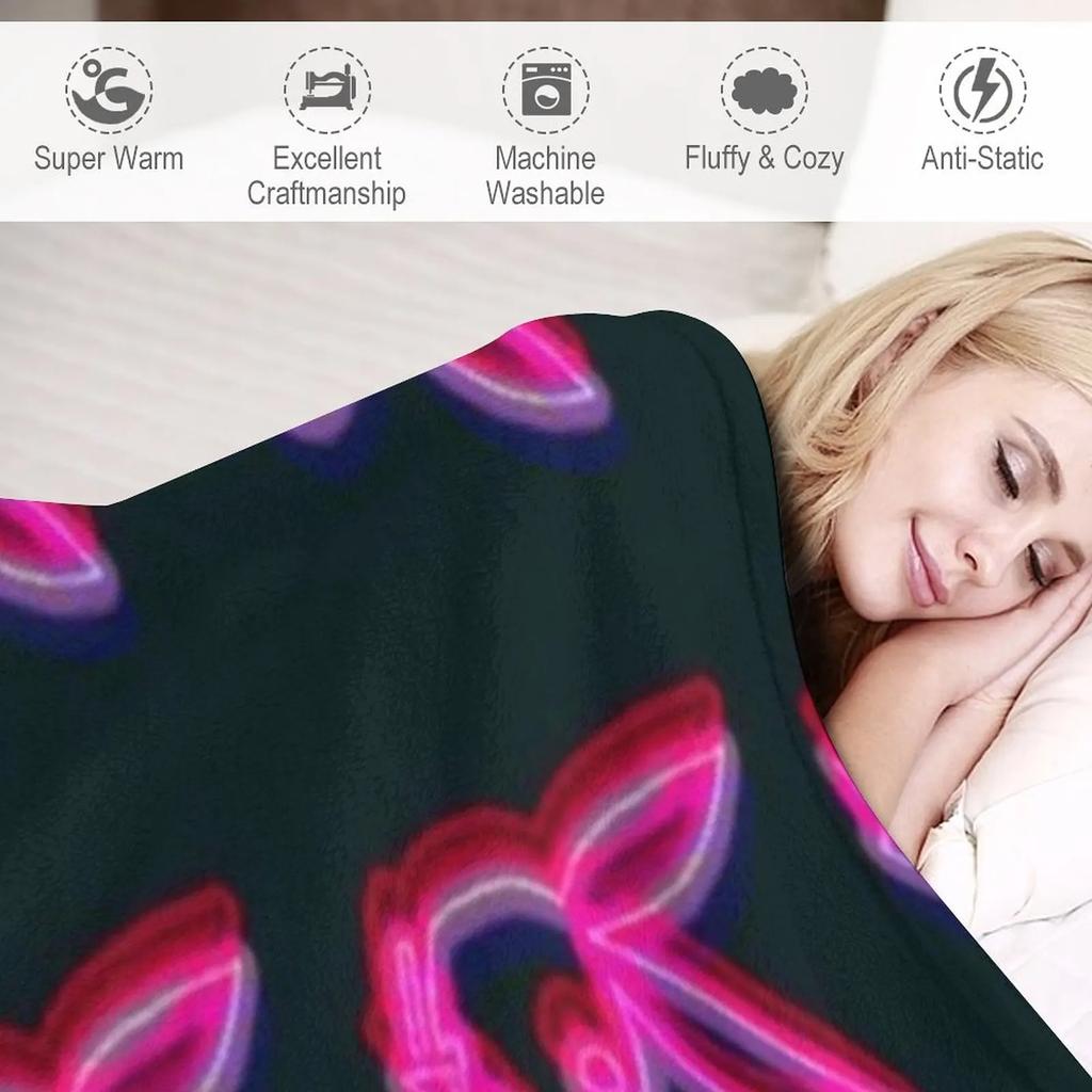Playb Bunny Neon Pink Throw Blanket Soft Plush Plaid Warm Blanket Beautiful Blankets Extra Large Throw Blanket