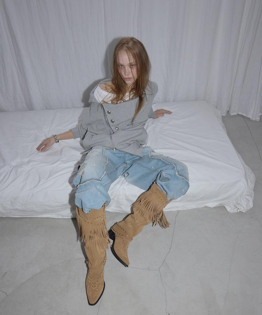 Aesimeteuli Distressed Panel Jeans / Light Blue