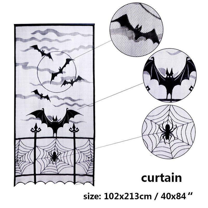 Spooky Black Lace Table Runner Featuring Intricate Spider Web Design For Halloween