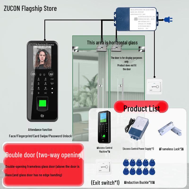 ZUCON F17 Biometric Access Control System for Glass Doors CN plug (adapter included)