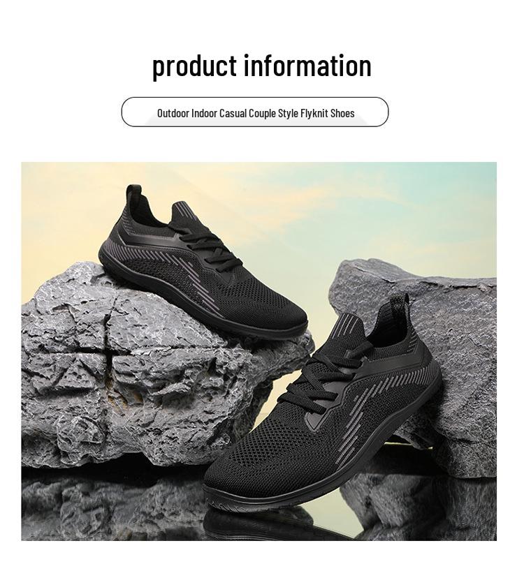 New Unisex Plus Size Flyknit Wide Toe Barefoot Hiking Sneakers - Breathable, Non-slip, Flat Bottom.