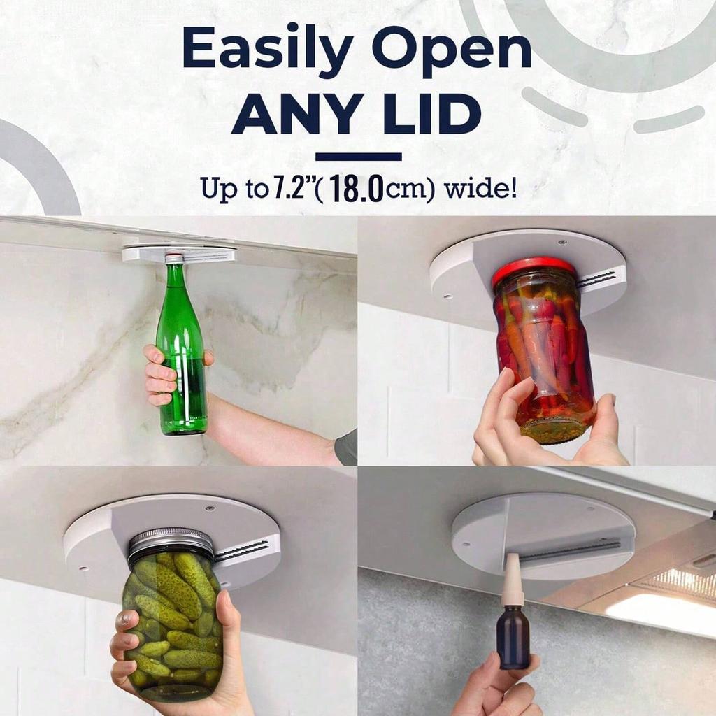 Off Jar Opener For Seniors, Under Cabinet Jar Openers For Weak Hands, Easy Grip, Arthritis Jar Opener, One Handed Gadgets, Bottle Opener