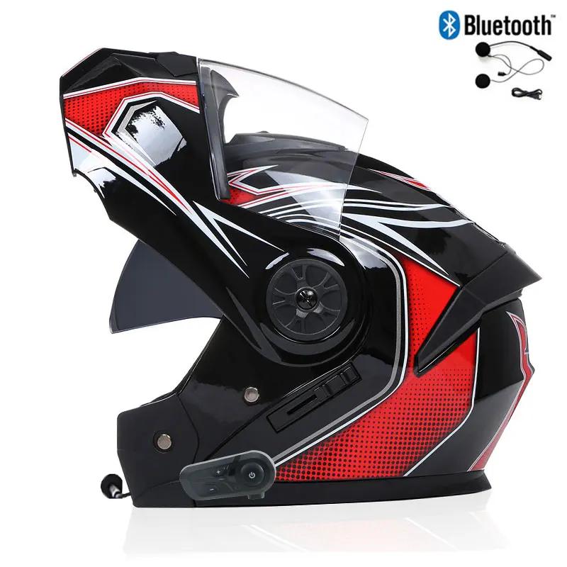 Bluetooth Motorcycle Full Face Helmet Men Women Safety Downhill Motocross Racing Modular Flip Up Helmet Casco Moto DOT Approved
