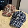 Plaid Rabbit Embroidered Baseball Cap Women's Fashion Street Trend Versatile Young Men and Women Curved Brim Hat Shows Small Face