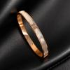 Women's Rose Gold Titanium Steel Bracelet with Three Diamonds - Non-Fading Stainless Steel Bangle, Simple & Fashionable.