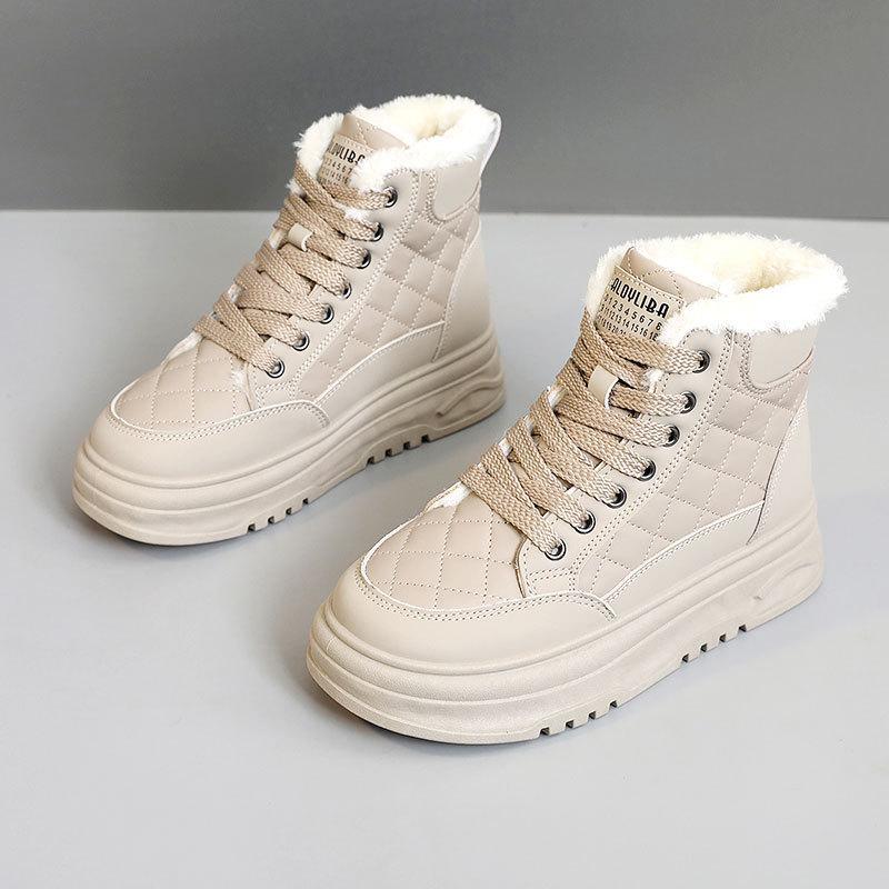 

RD7345 new winter women s shoes splicing heightening warmth thick-soled high-top velvet cotton shoes 35 абрикосовый