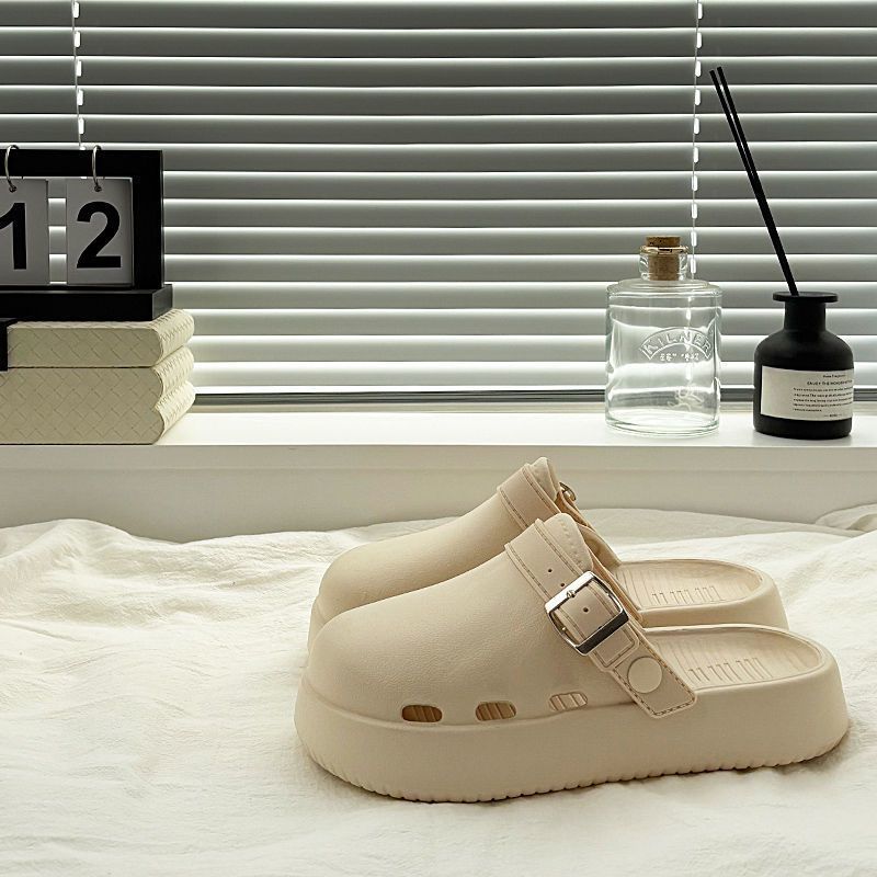 New Men's Slippers Household Waterproof One-pedal Baotou Drag Beach Non-slip Outdoor Stepping On Shit Feeling Light and Cool Slippers