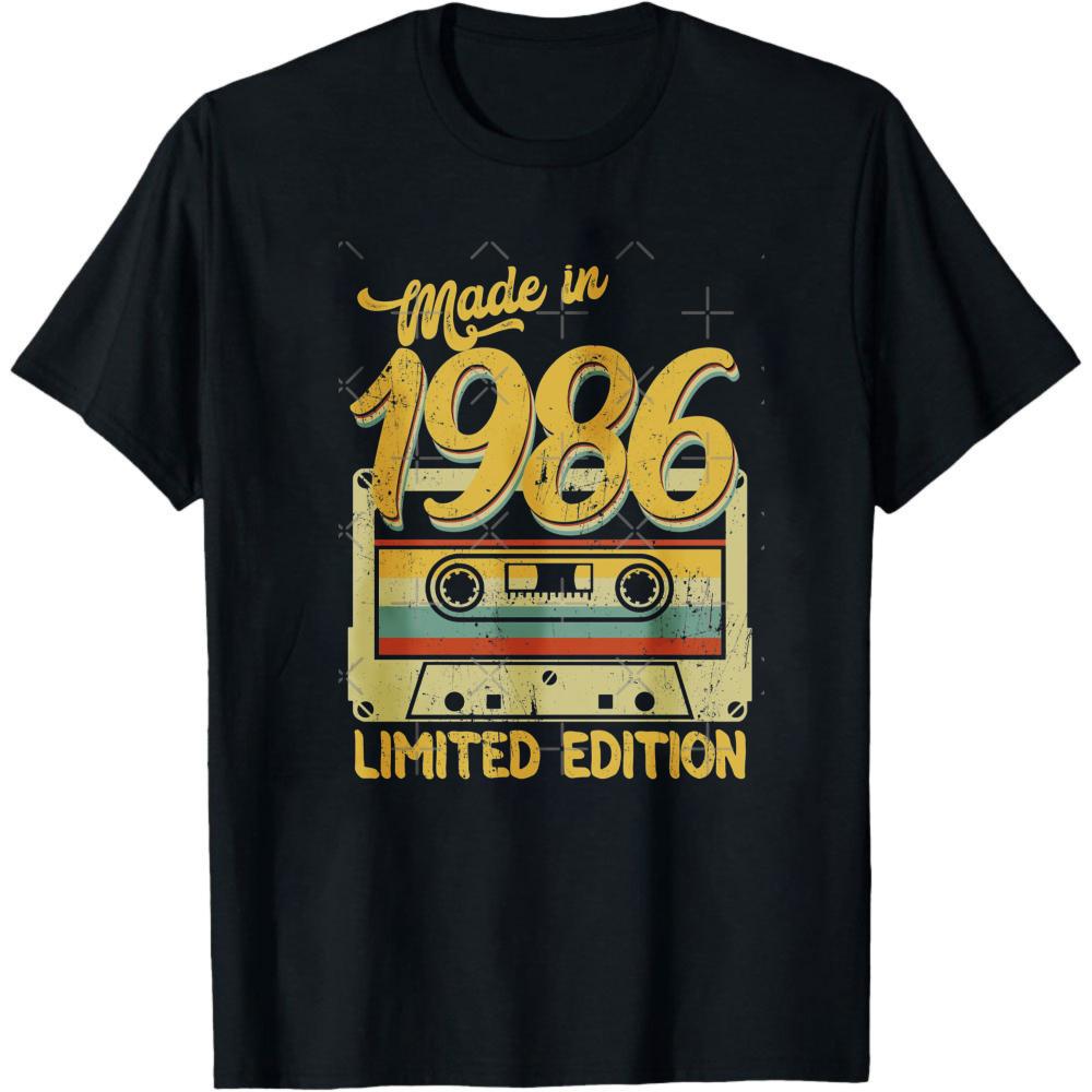 

Made in 1986 Limited Edition Cassette Tape Design Men T-Shirt Vintage Retro Style Casual Wear for Birthday Gift for Him S