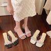 2025 New Transparent Heel Cool Slippers Women's Shoes Summer Wear Fairy Style with Skirt Rhinestone High-heeled Slippers