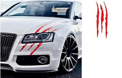Red Car Sticker, Monster Claw Scratch Sticker, Car Headlight Stripe Mark Decal Sticker