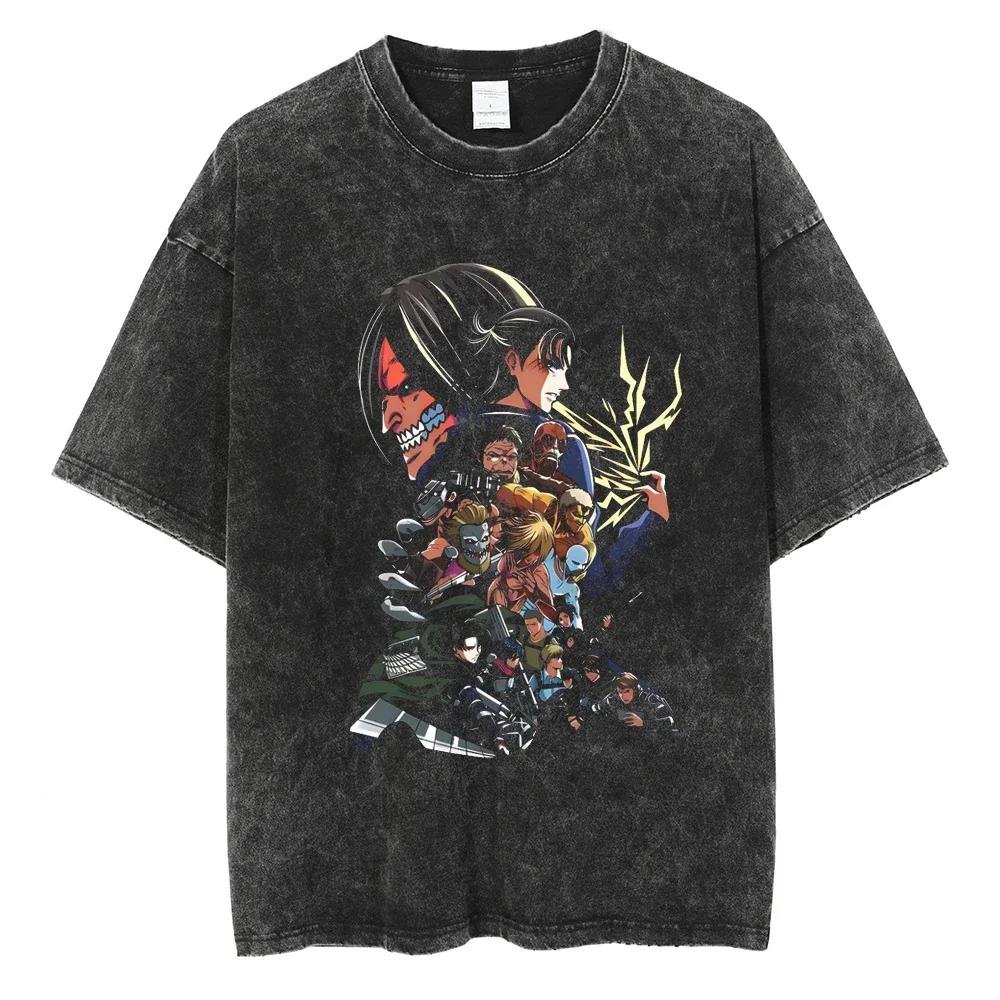 

Anime Graphic Print Washed Short Sleeved Round Neck Yk Tshirt Men Clothing New in Top Tees Mens TShirt Camisetas S
