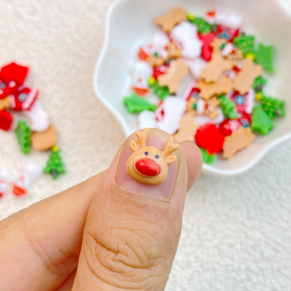 30Pcs New Cute Resin Cartoon Halloween, Christmas Collection Flat Back Manicure Parts Embellishments For Hair Bows