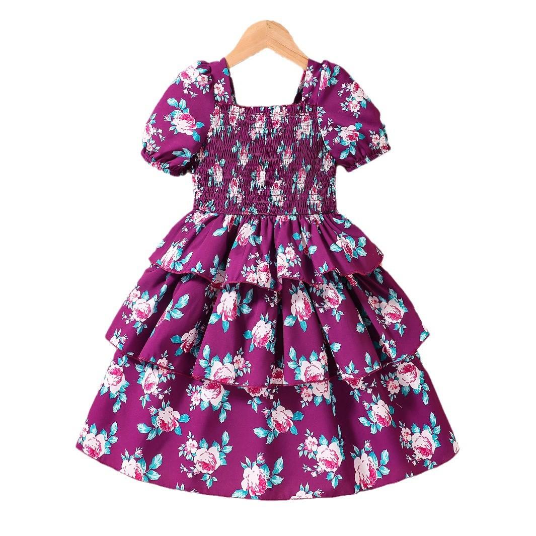 

Модное платье для девочек Летнее детское платье принцессы Цветочное платье 140cm лавандовый