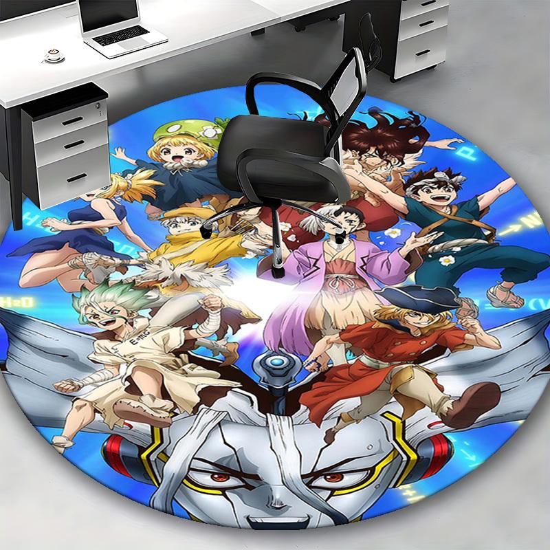 1pc Anime Design Round Carpet - Office Chair Mat, Non-Slip Rug for Anime Lovers (Festive Gift