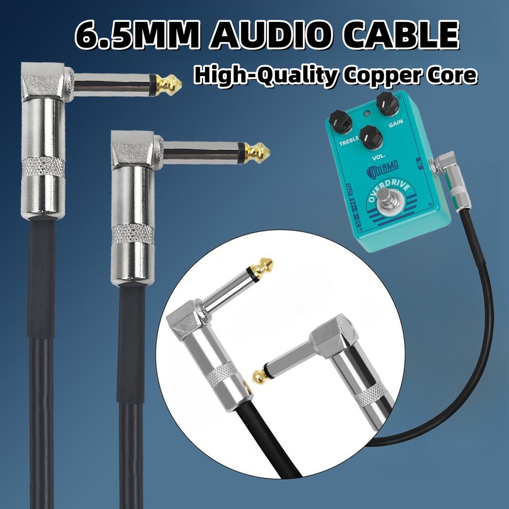 Guitar Effects Cable 15/30/50cm 1/4 Inch Right Angle Cable Instruments Patch Cord 6.35MM Electric Guitar Effect Wire Metal Head