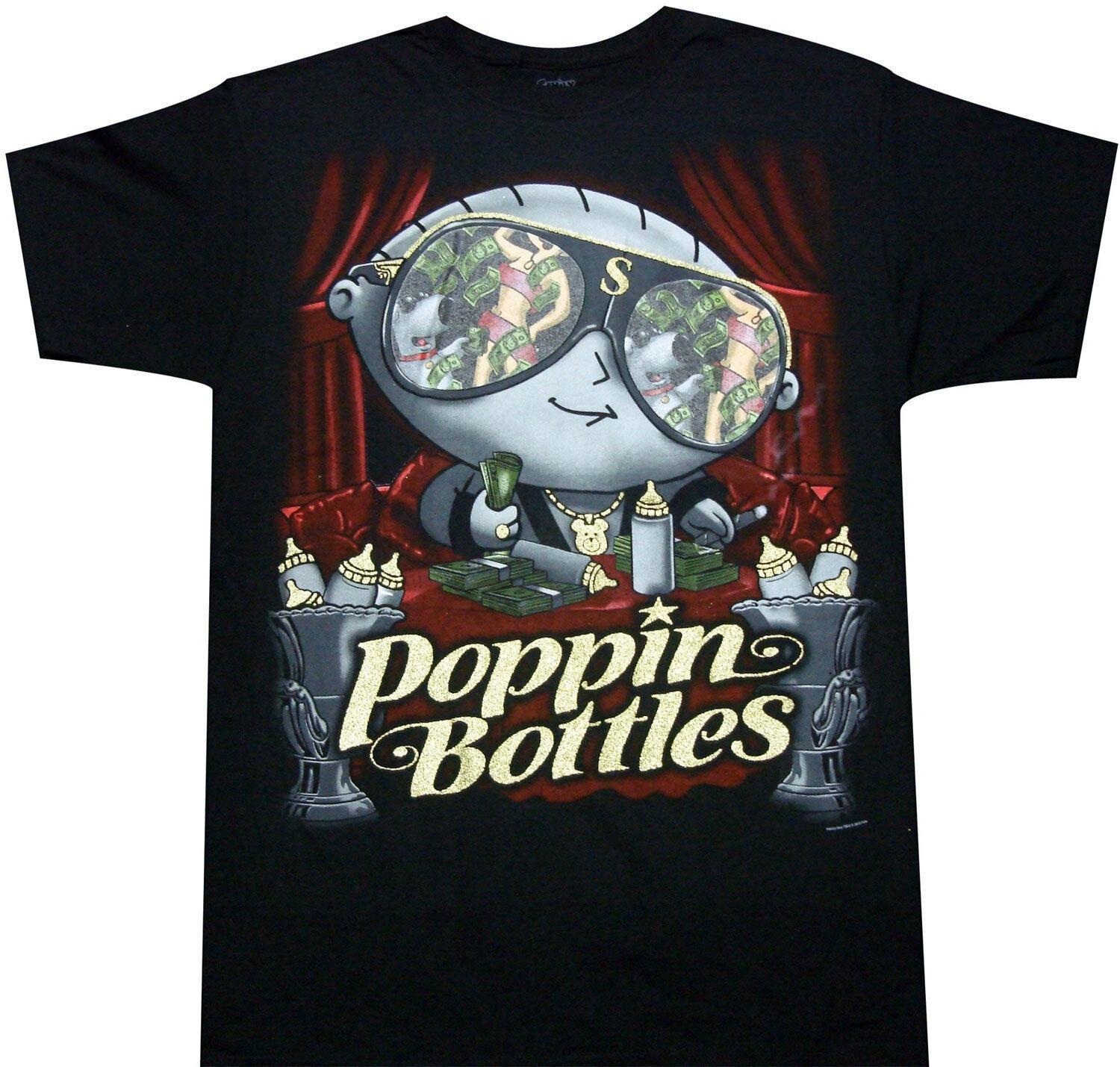

Family Guy Stewie Poppin Bottles Adult Unisex T-Shirt Griffin Family Brian Peter Lois