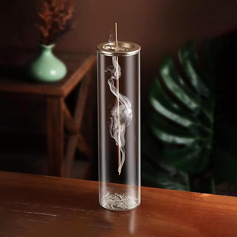 Arzător de Tămâie Modern din Sticlă Suport Anti-Cenușă pentru Tămâie Zburătoare Plată pentru Tămâie Colector de Cenușă Pentru Decor Acasă Yoga Meditație
