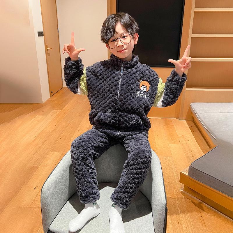 

Детская зимняя пижама из кораллового флиса - кардиган на молнии для мальчиков, водолазка с фланелью для дома 14 yards