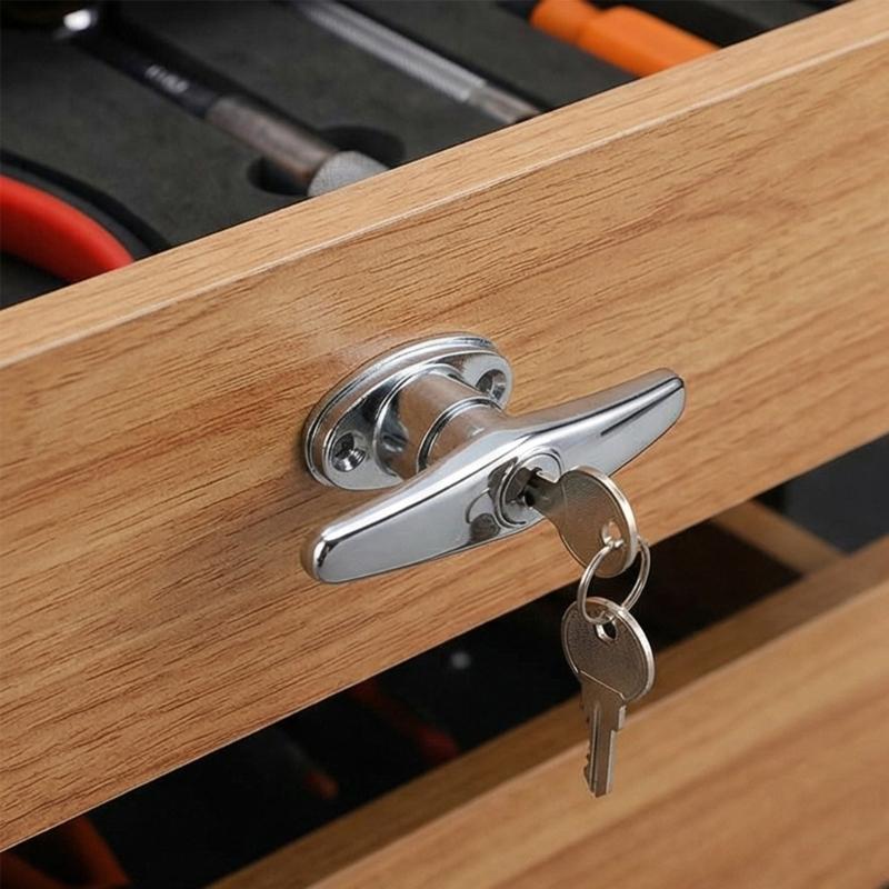 Zinc Alloy T Handle Lock with Key For Cabinets And Drawers Rust Resistance Easy Installation Smoothly Operations