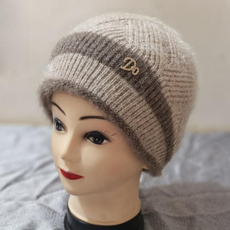 Woolen Hat, Women's Pile Hat, Autumn and Winter Thick Double-layer Warm Knitted Hat
