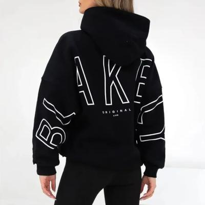 Dámské mikiny Černá s kapucí Pulovr Velký potisk písmen Volný střih Nové Pohodlné Ležérní Streetwear Minimalistický styl Denní nošení