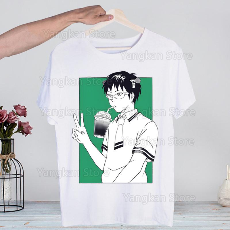 

Аниме Saiki Kusuo No Sai-nan Saiki Новинка Забавная Винтажная Футболка с Круглым Вырезом для Мужчин Юмор Топ Футболка Юмор Уличная Одежда 4XL