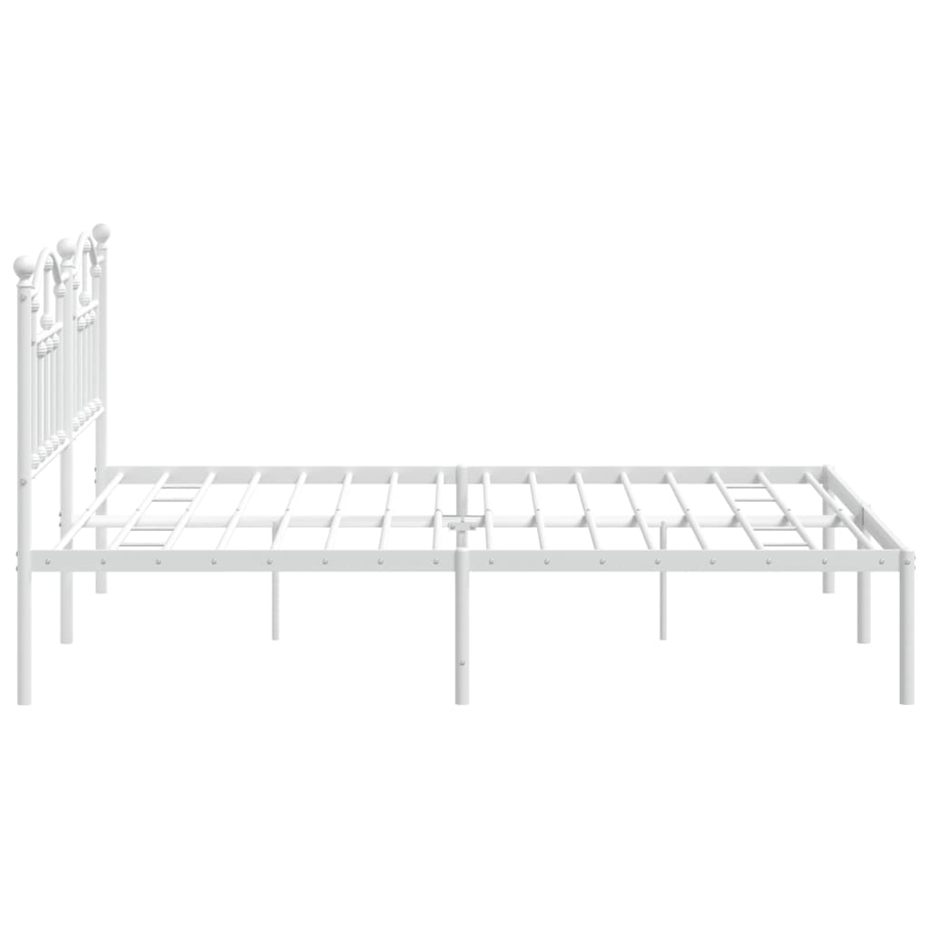 Metal Bed Frame with Headboard White 180x200 cm