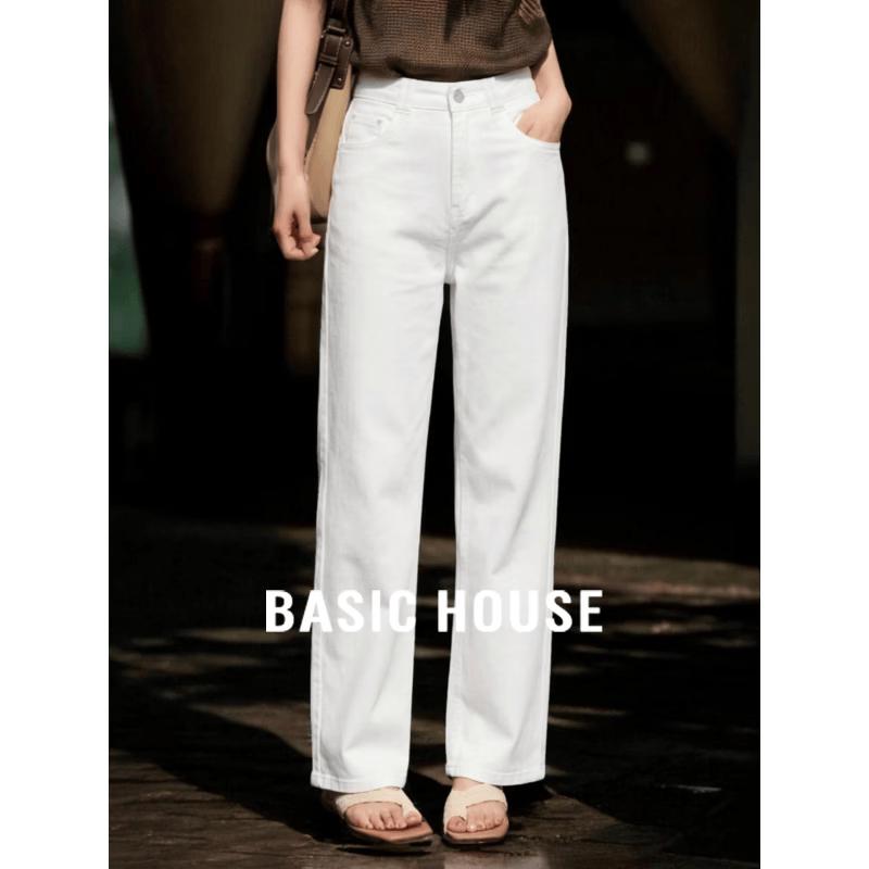 Basic House Women s High-Waist White Straight Jeans 2XL белый