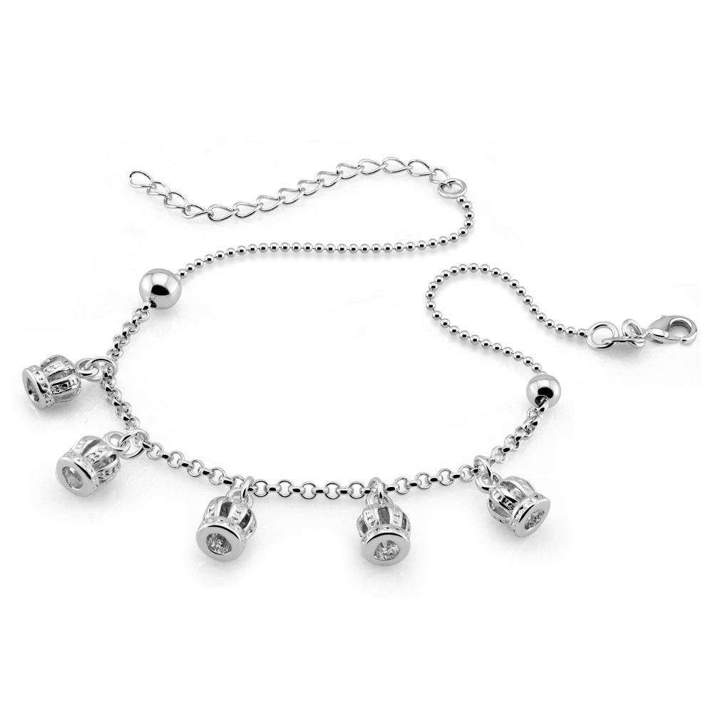 Crown Dream Anklet Silver Thick Platinum Temperament Anklet Women'S Simple Foot Jewelry