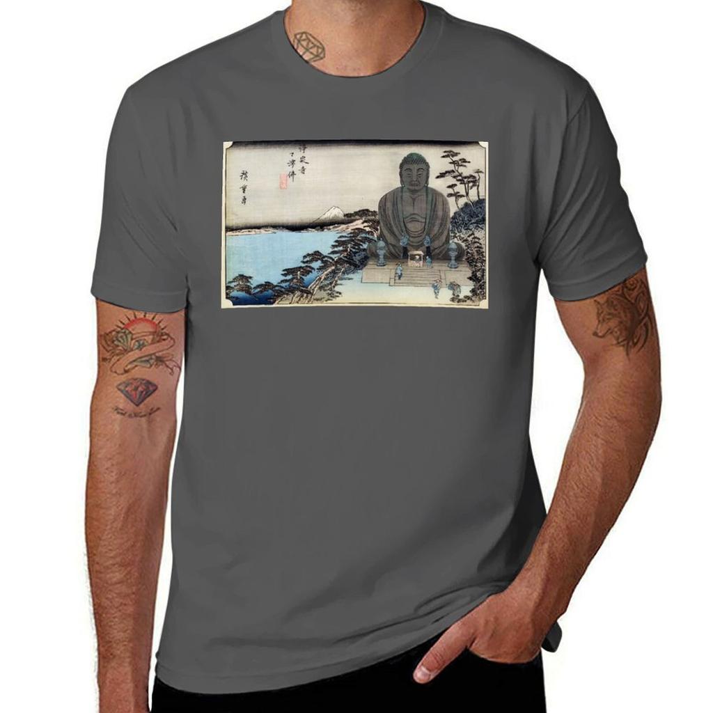 Ukiyo-e, Ando Hiroshige, KAMAKURA DAIBUTSU T-Shirt Mens Graphic T Shirts Man T Shirt Designer T-Shirt