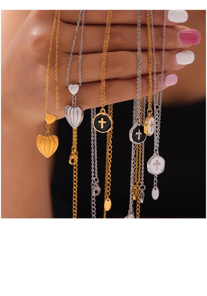 Heart Tassel Pendant Necklace: European & American Design, Titanium Steel Jewelry for Women