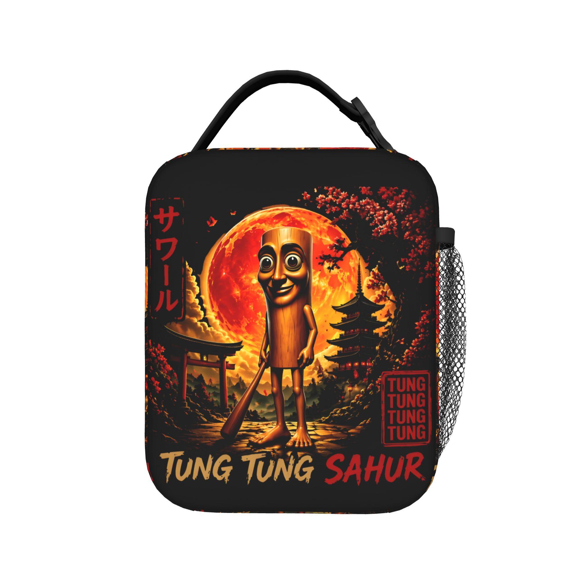 Tung Tung Tung Sahur Brainrot Geïsoleerde Lunchtas Thermische Tas Herbruikbaar, Maaltijdcontainer Draagbare Tote Lunchbox voor Mannen Vrouwen One Size