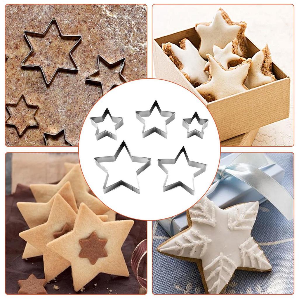 5pcs Metal Cookies Cutters Set Creative Star Cookie Cutter Egg Molds Stainless Steel Baking Cutter Baking Tools