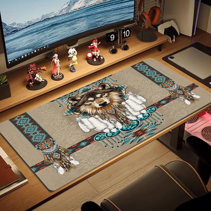 Indian Wolf Color Mouse Pad Large Gaming Table Cushion Non-slip Laptop Tablet Big Mousepad XXL Mat Mini PC Playmat With Lock Edge