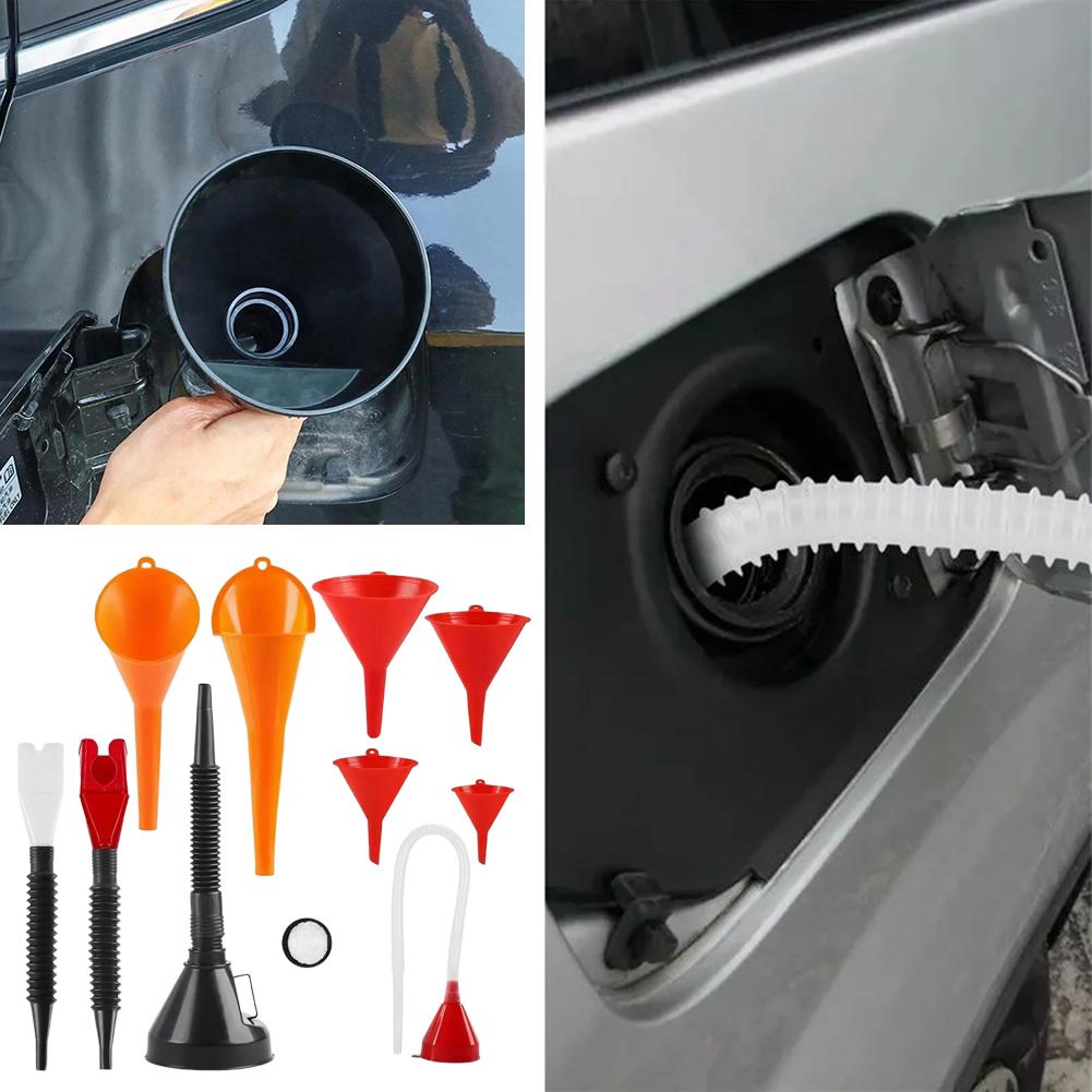 Stem Funnel For Car Engine Oil Fuel Filling Plastic Tool Motorcycle Anti Splash Long Oil Funnel Auto Accessories