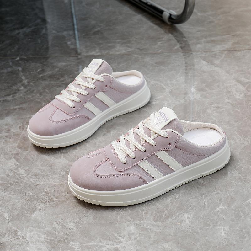 2025 Korean Version Summer New Half Tray White Shoes Women Ins Breathable Student Height Increase Casual Shoes Women Street Shot HL706